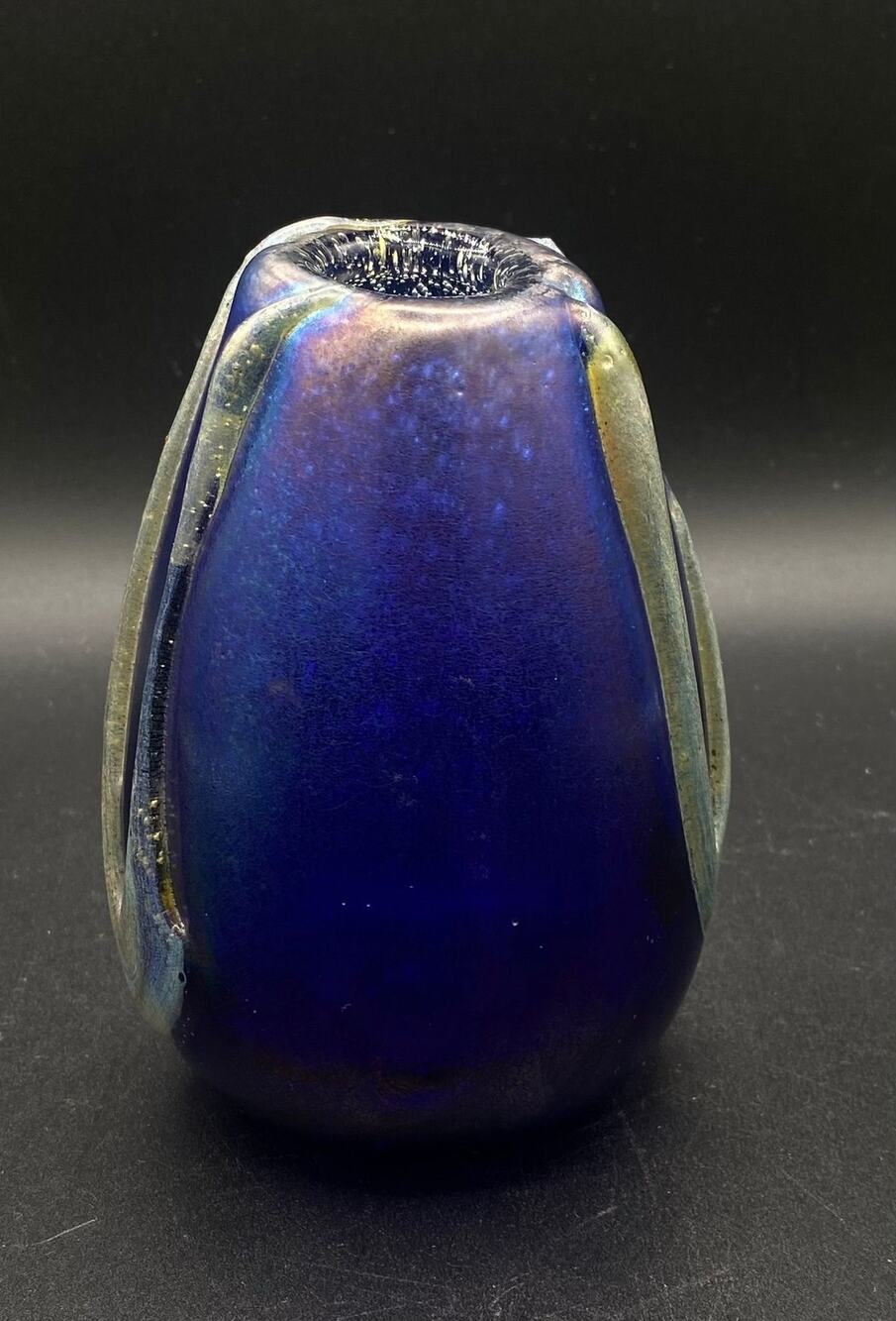Signed Donald Peter Hayes Studio Art Glass 1976 Cobalt Blue Hand Blown 5.25”